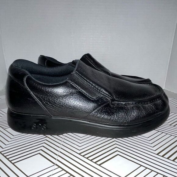 SAS Men’s Size 9 Side Gore Slip On Shoes Black Leather Casual‎ Comfort Loafers - Picture 1 of 8